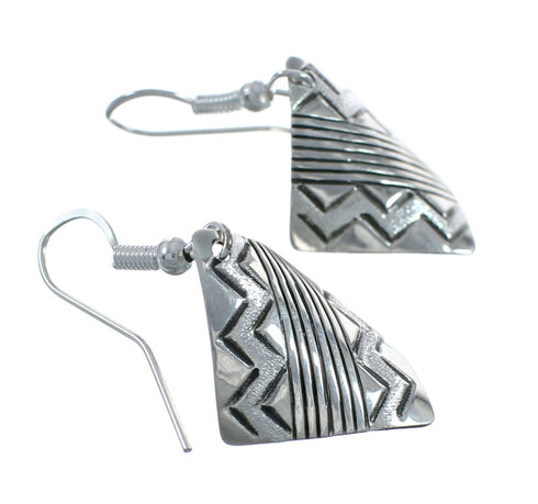 Native American Genuine Sterling Silver Hook Dangle Earrings AX129667